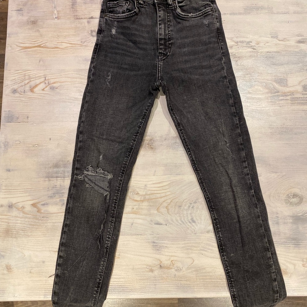 Zara black grey skinny ripped jegging jeans size 4